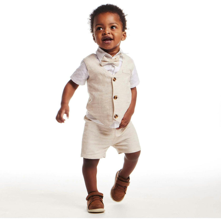 Infant Short Sleeve Buttondown Bowtie Vest Set