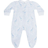 Blue Giraffe Print Smocked Footie