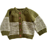 Stripe Cardigan, Moss/Cream