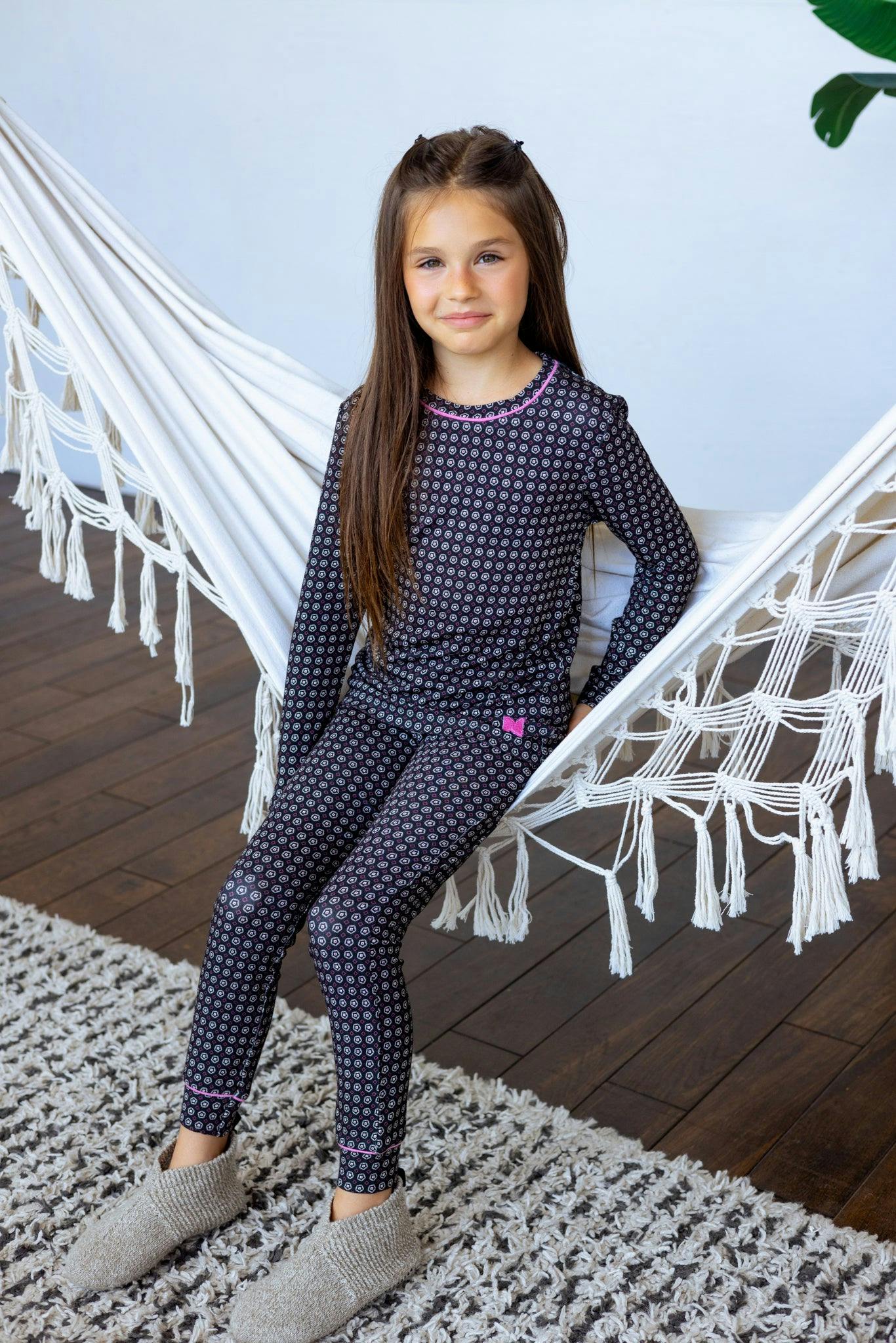 Bamboo Pattern Loungewear Set, Girls
