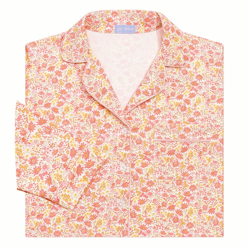 Marigolds Women's Button Front Long Pajama Set