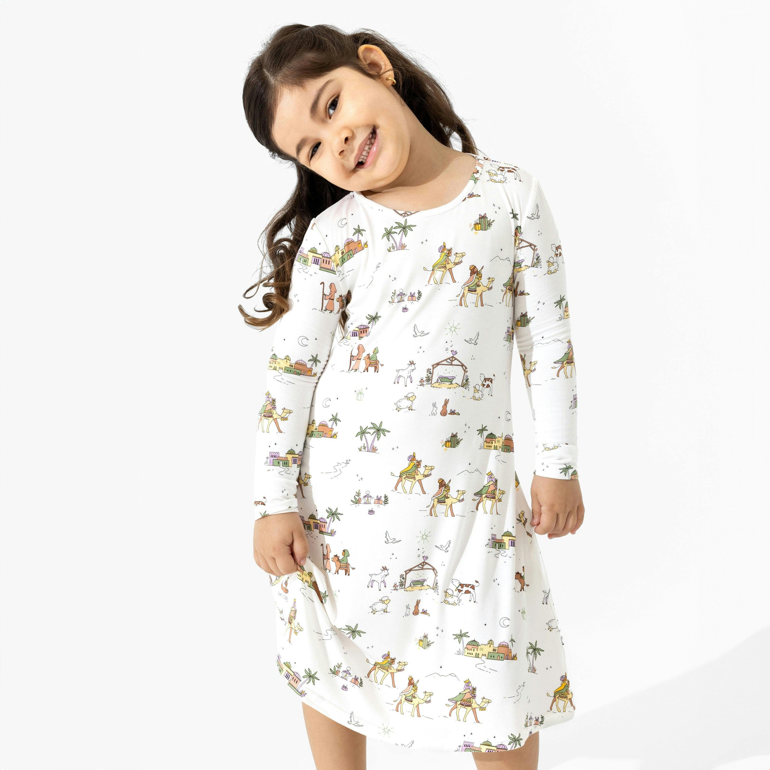 Yuletide Bamboo Girls' Long Sleeve Dress