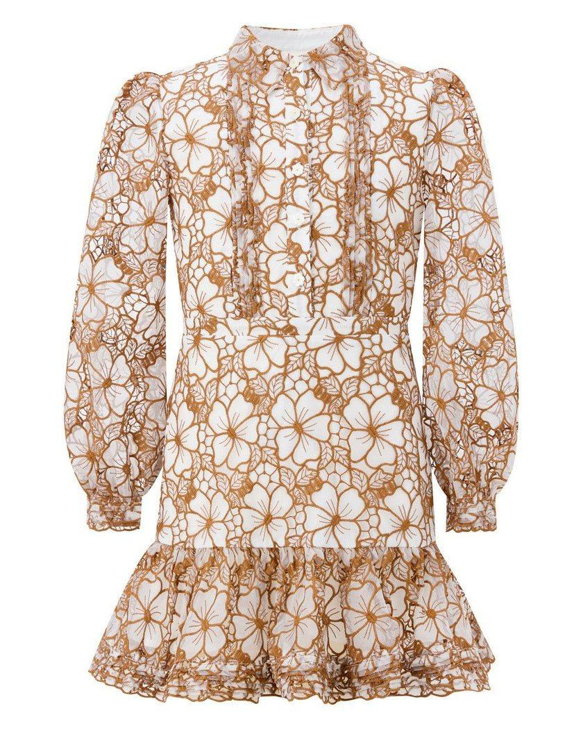 Chelsea Cotton Embroidered Dress, Tan