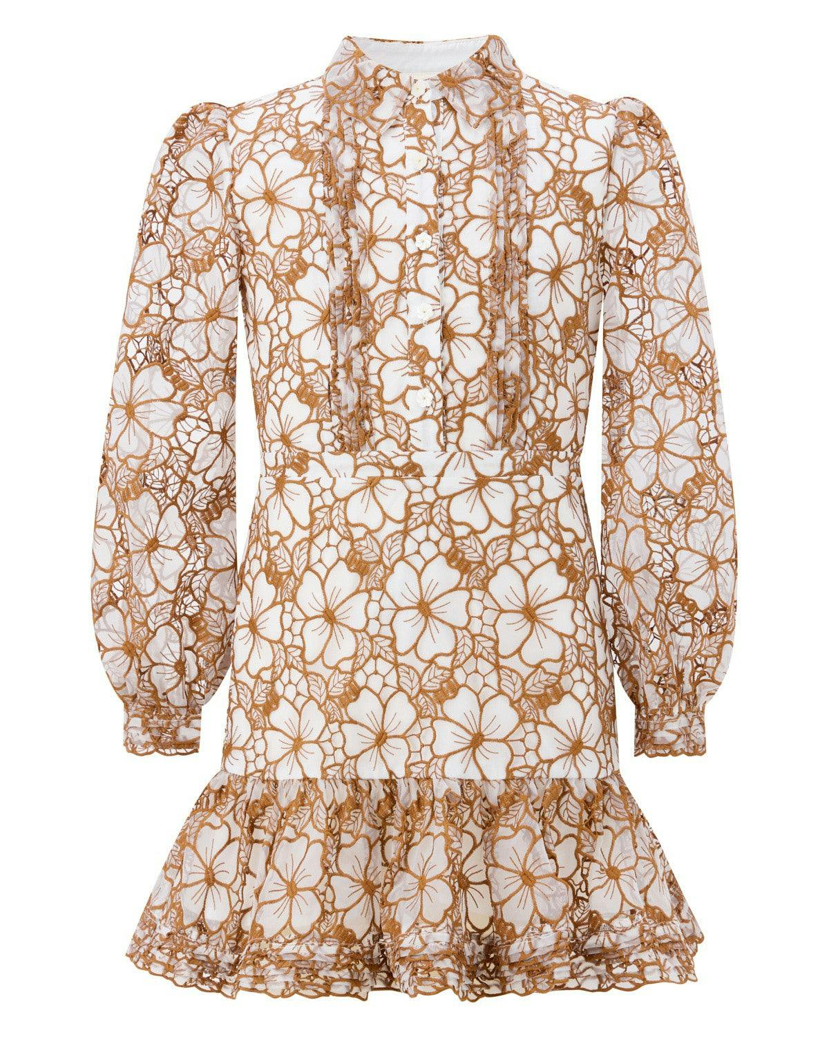 Chelsea Cotton Embroidered Dress, Tan