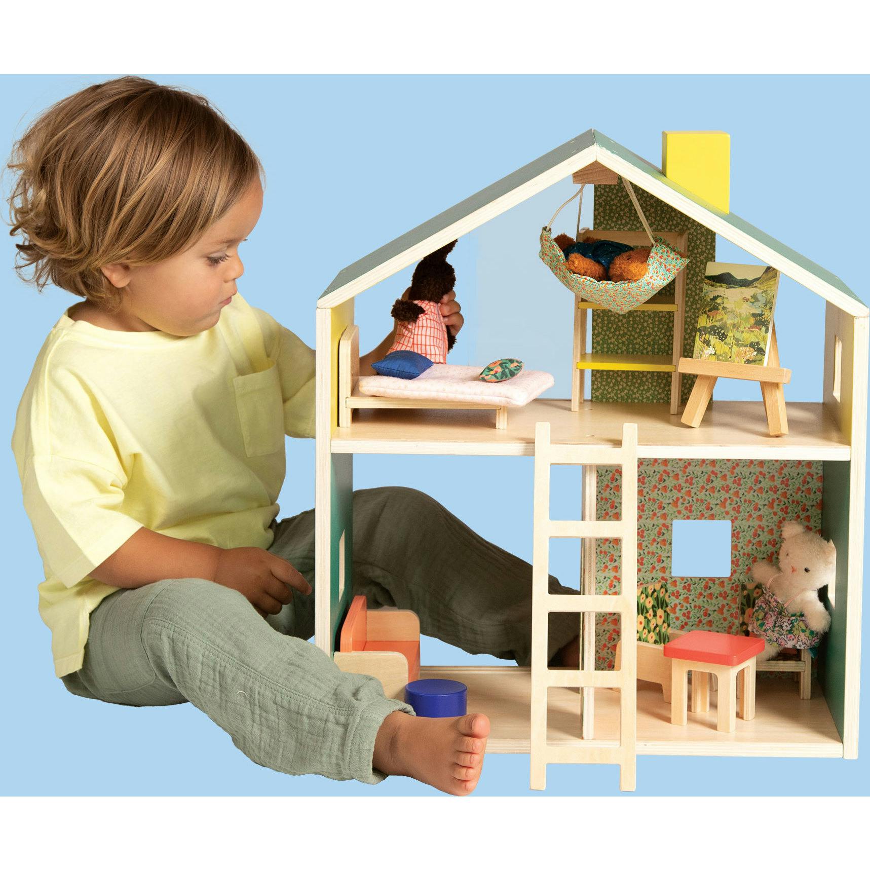 Little Nook 19-Piece Wooden Doll and Stuffed Animal Playhouse
