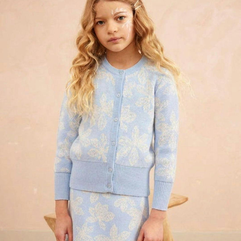 Chestnut Leaves Cardigan | Sky
