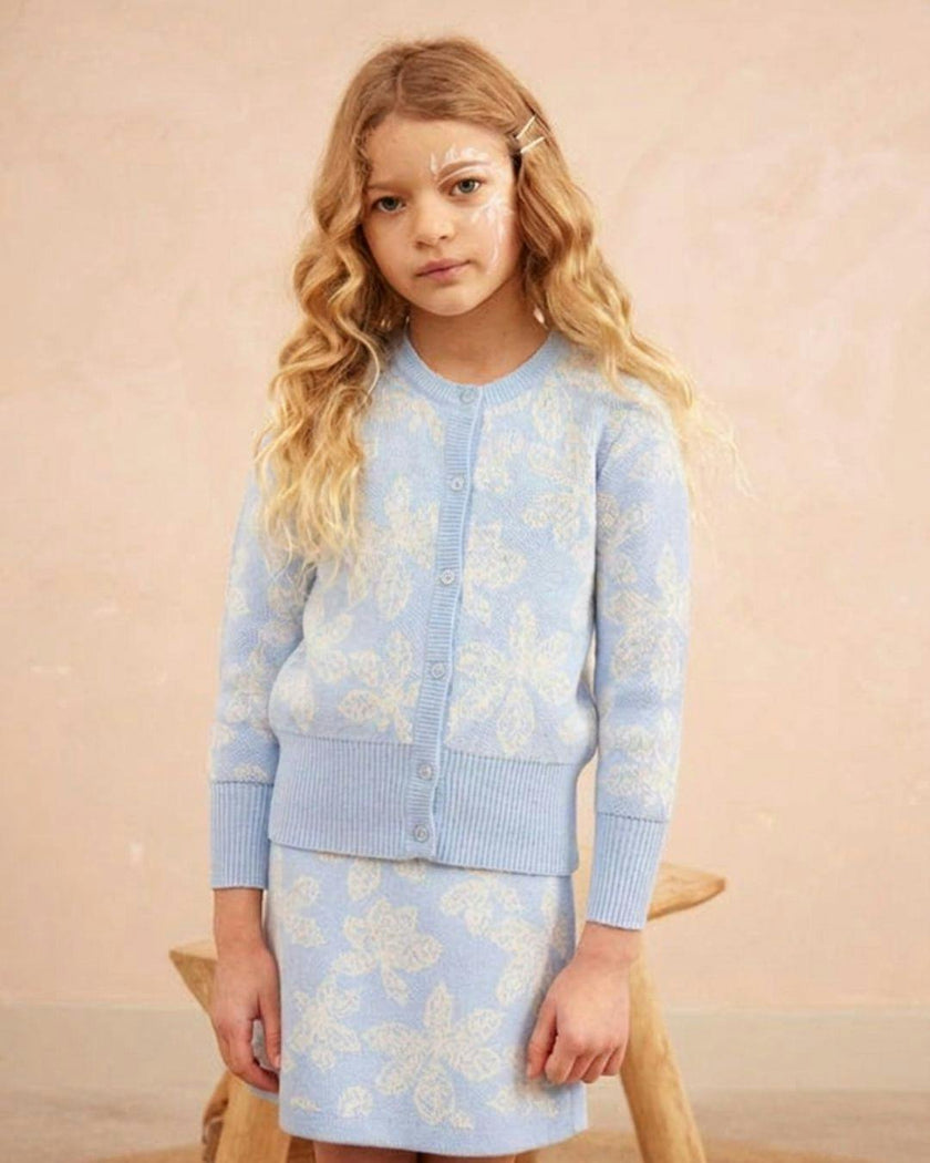 Chestnut Leaves Cardigan | Sky