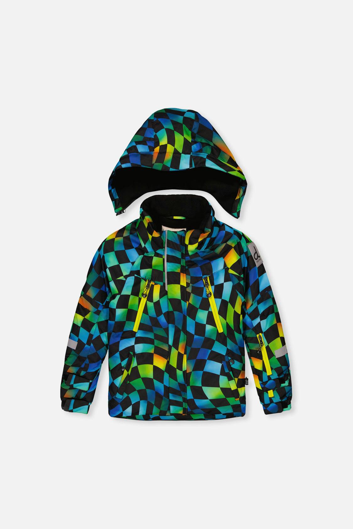 Two Piece Play Snowsuit Green Yellow And Blue Checkerboard With Yellow Pants