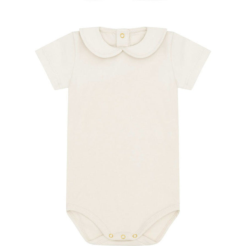 Organic Cotton Collared Bodysuit, Cream