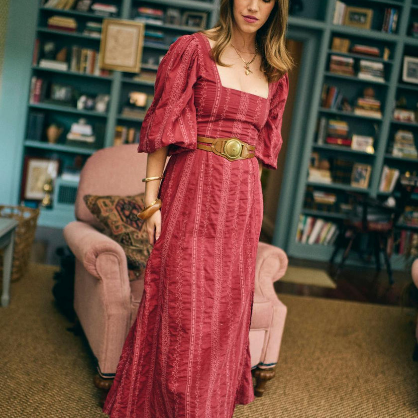 Arden Dress in Garnet