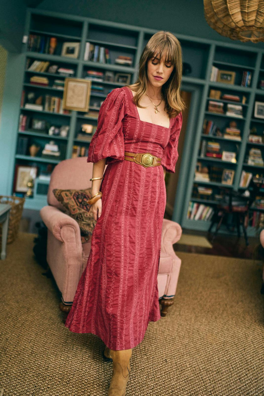 Arden Dress in Garnet