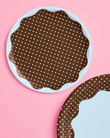 Brown + Blue Plates - 10 paper plates, 7in