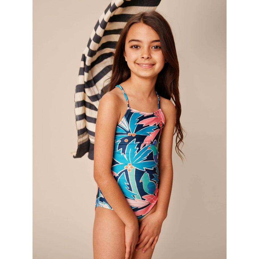 Cross Back Strap One-Piece Swimsuit, Multi