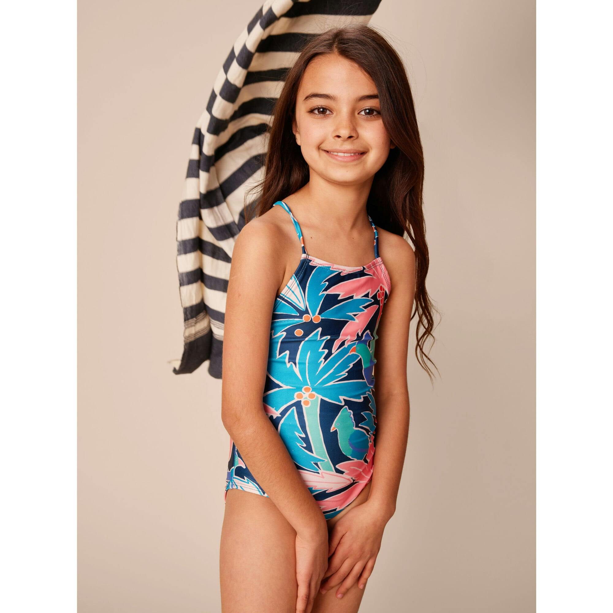 Cross Back Strap One-Piece Swimsuit, Multi