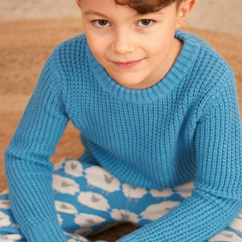 Waffle Knit Jumper | Iceland Blue