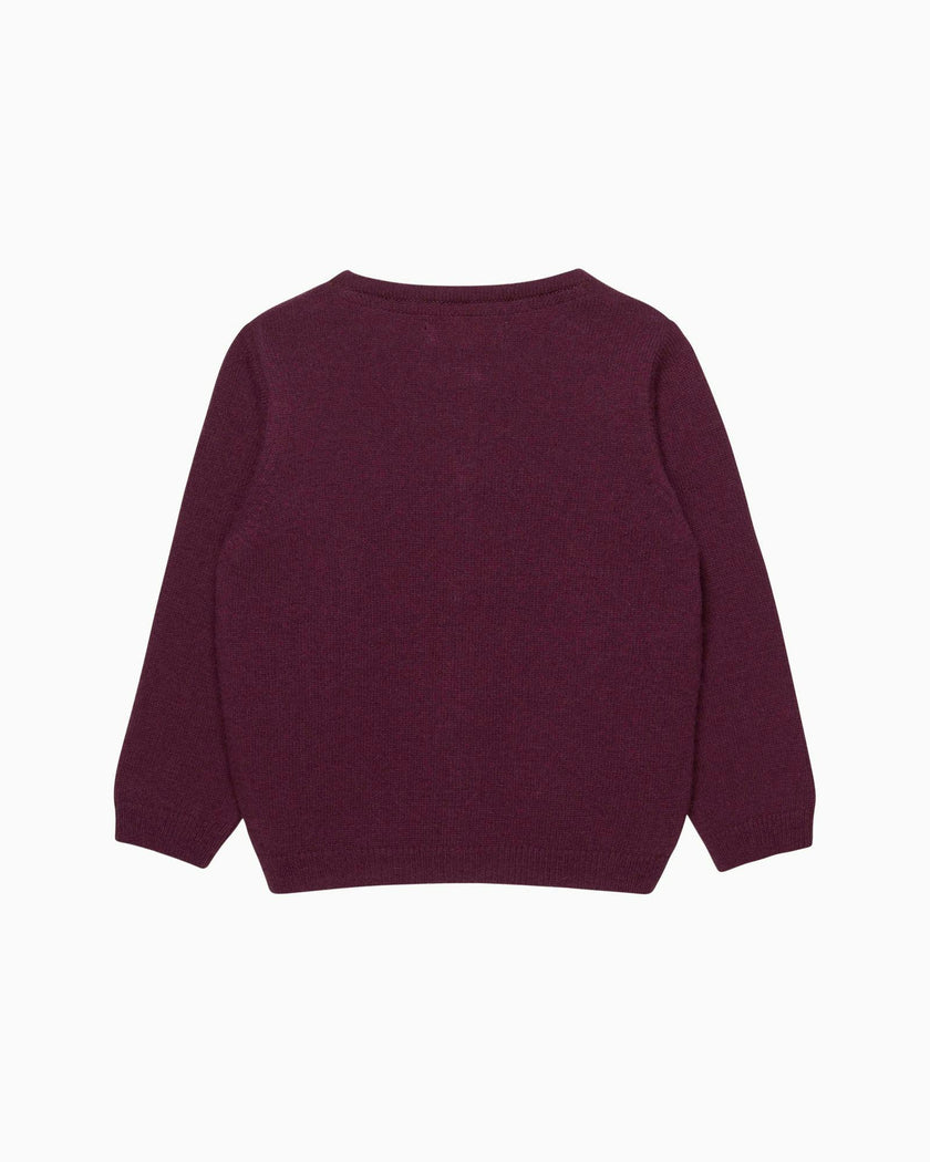 Baby Velvet Bow Cardigan in Claret