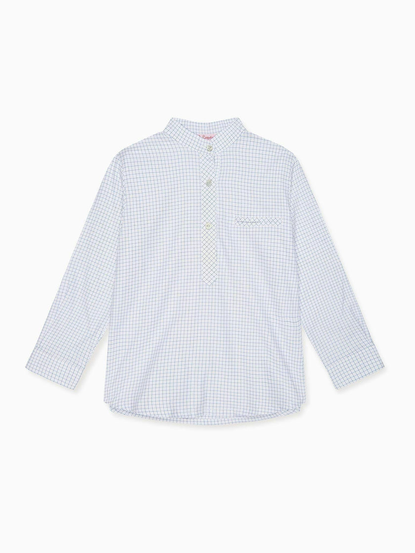 Blue Check Mateo Long Sleeve Boy Shirt