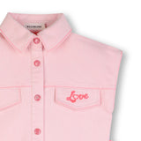 Pink Shirt-Style Kids’ Dress with Tulle Skirt