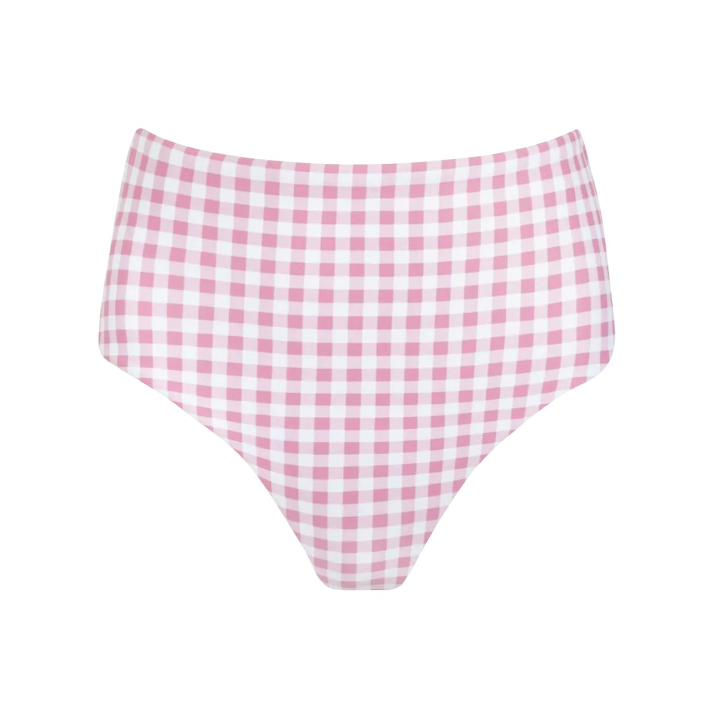 women's blush gingham high waist bikini bottom