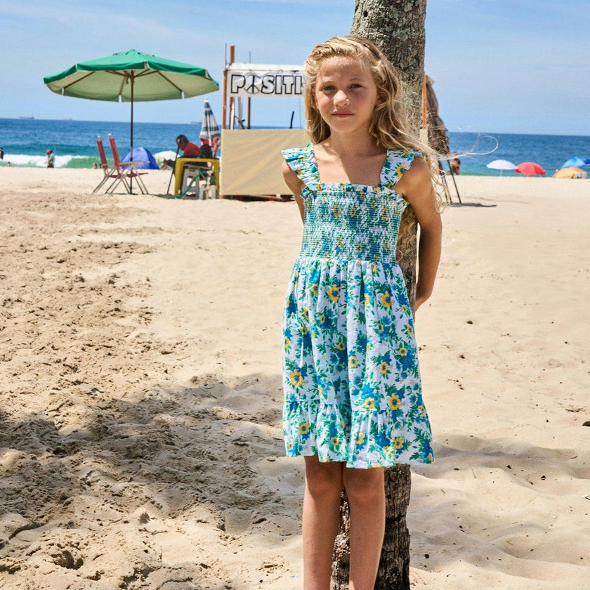 Green Floral Georgia Girl Hand-Smocked Dress