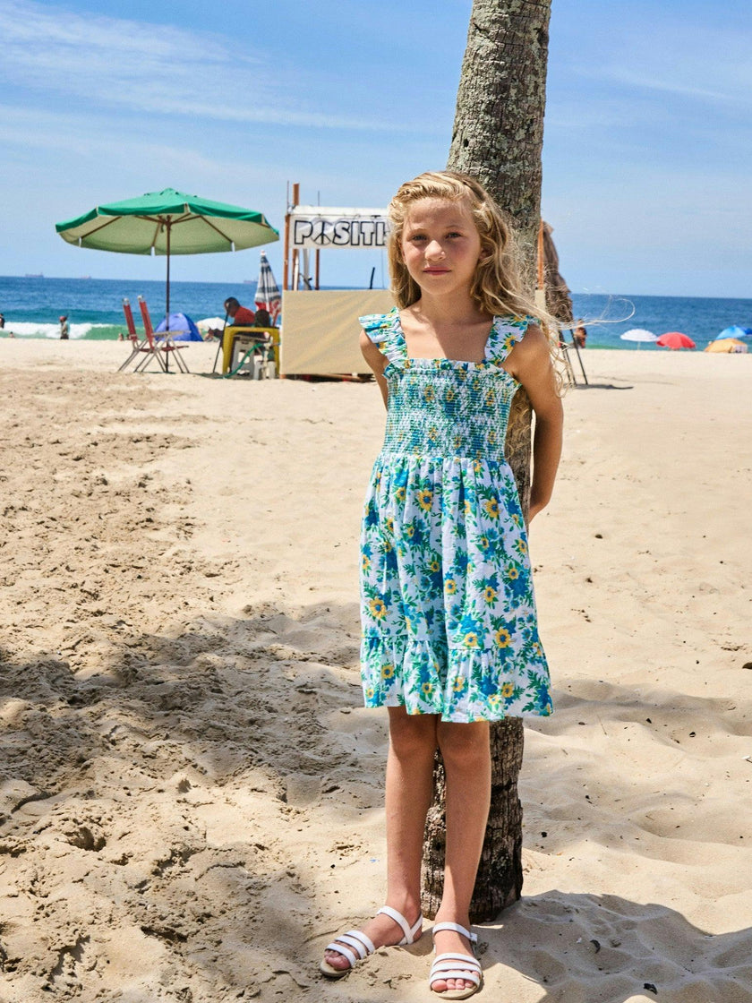 Green Floral Georgia Girl Hand-Smocked Dress
