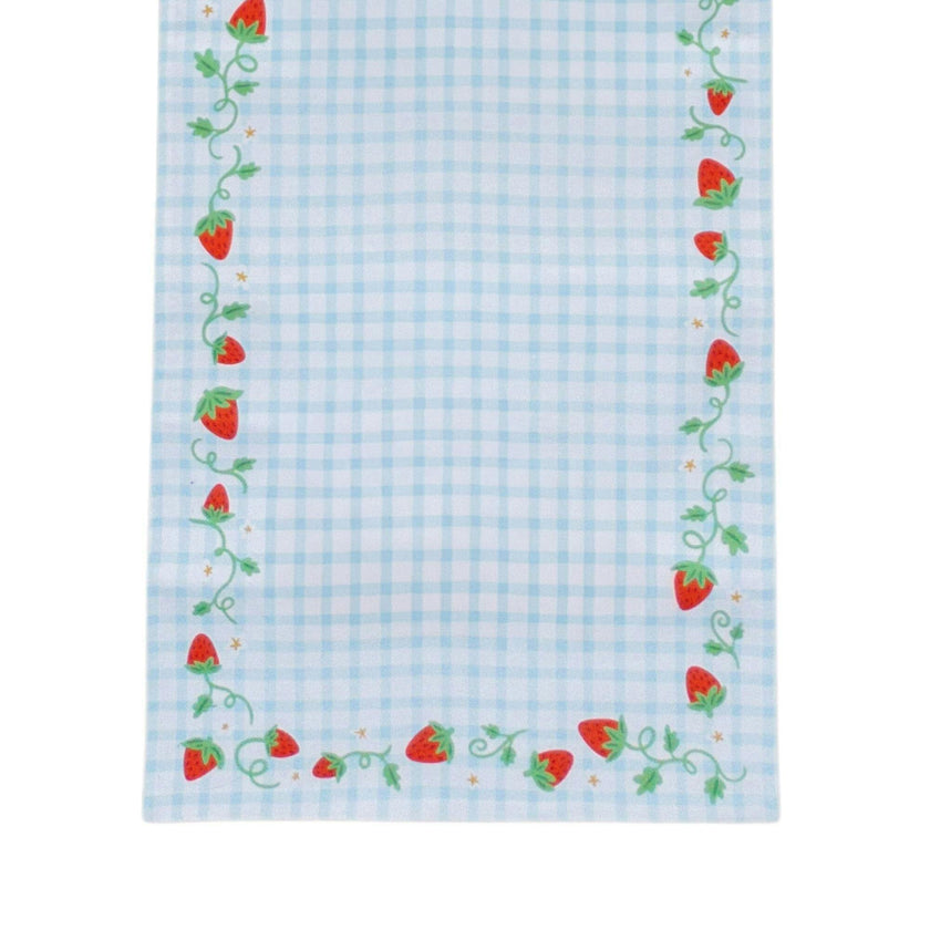 Strawberry Picnic Gingham Table Runner