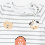 Cows Blue - Long Sleeve Snap Shoulder Romper