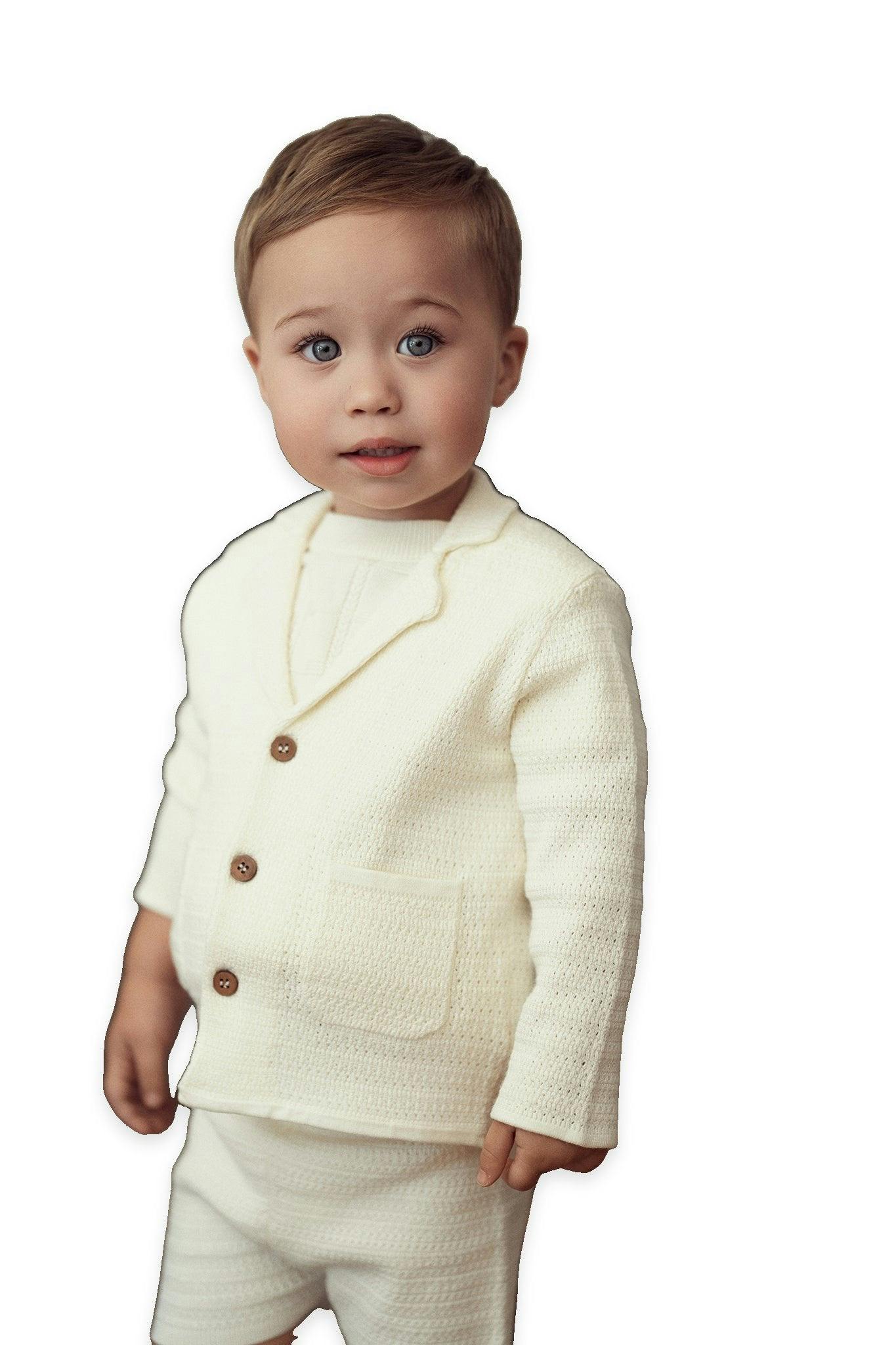 Textured Knit Blazer and Shorts Set