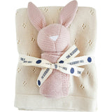 Cream Pique Blanket & Blush Bunny Lovey Gift Set | Organic Cotton