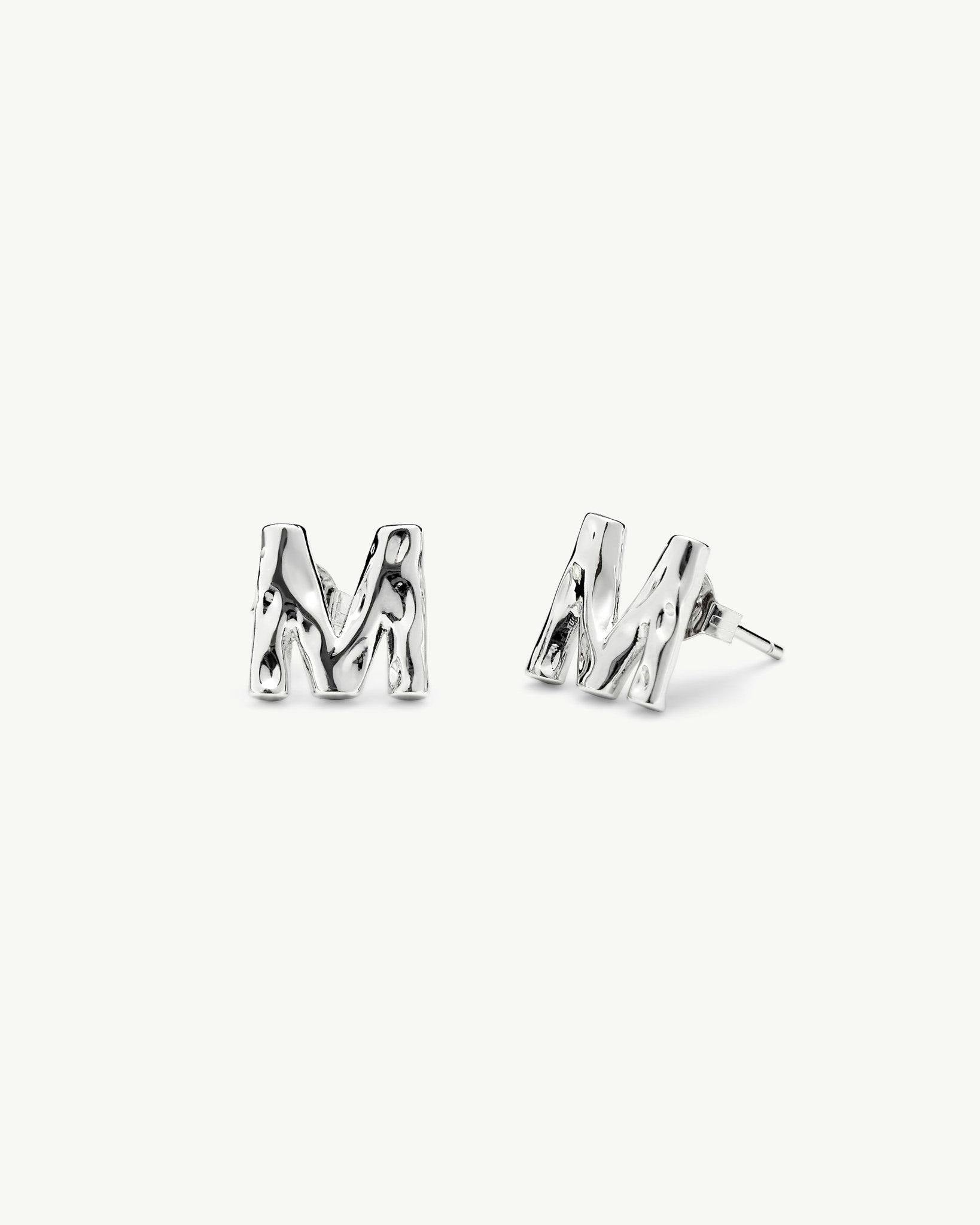 Monogram Studs in Silver