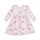 Princess Unicorns and Castle - Twirly Long Sleeve Dress with Bike Short