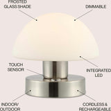 Zoe 5.75" Bohemian Farmhouse Iron Rechargeable Integrated LED Table Lamp