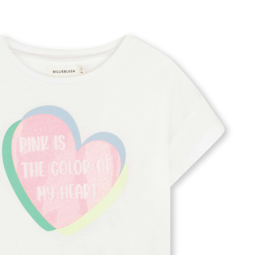 White Heart Tee & Check Shorts Set