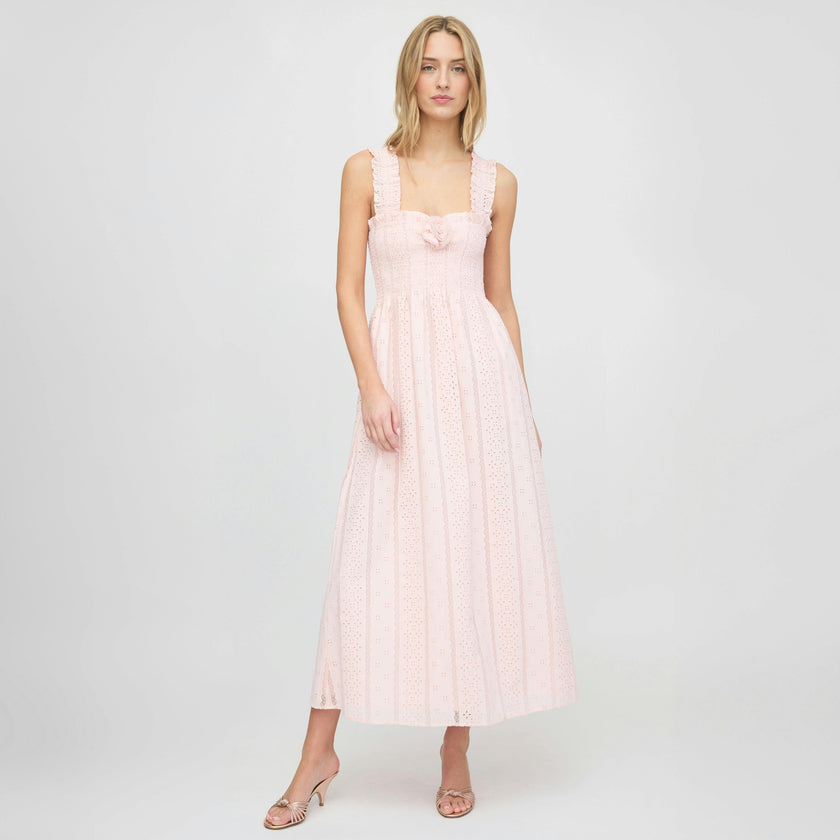The Rosetta Nap Dress - Pink Broderie Voile