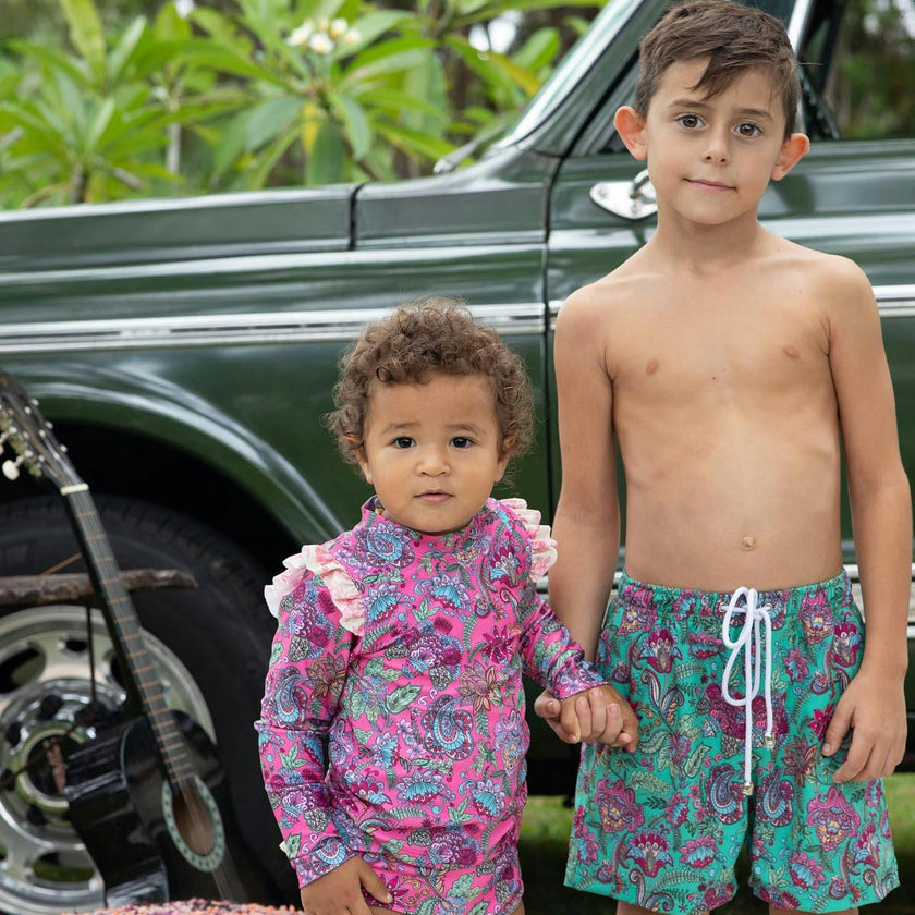 Baby Girl Swim Set – Long Sleeve & Frill Bottoms (Liberty)