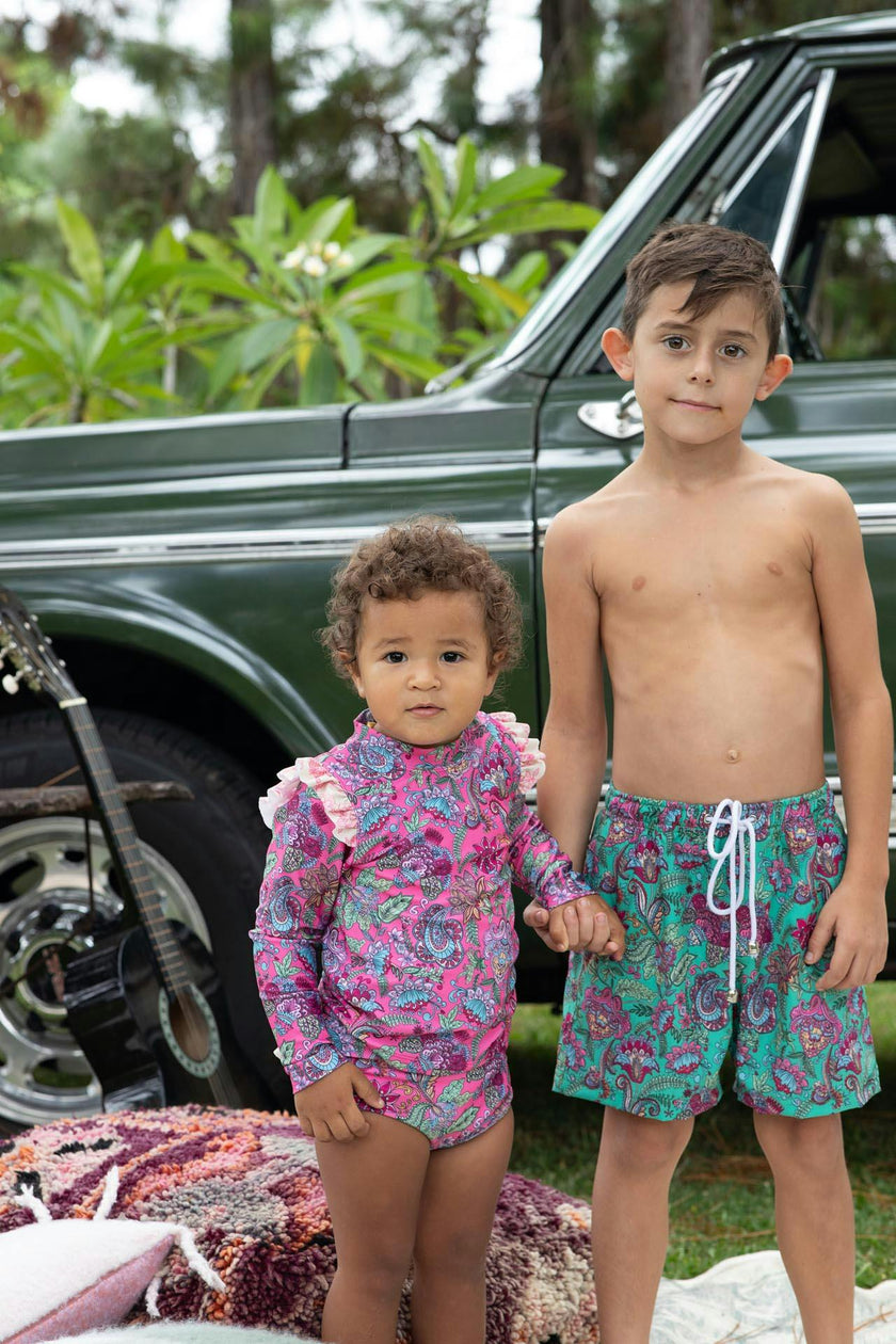 Baby Girl Swim Set – Long Sleeve & Frill Bottoms (Liberty)