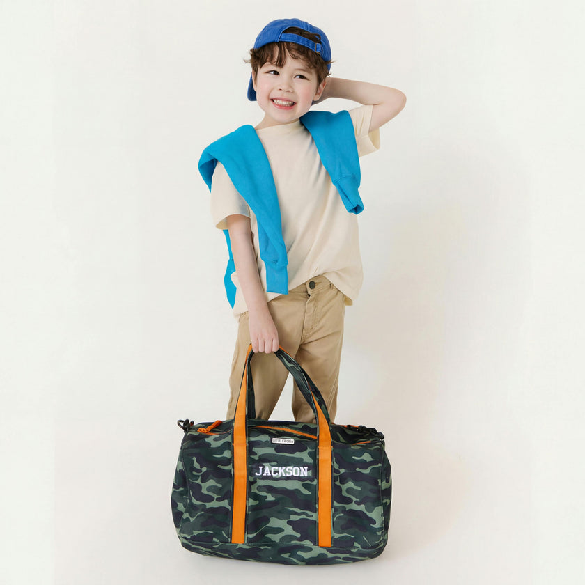 Personalized Kids Duffle Bag, Green Camoflauge