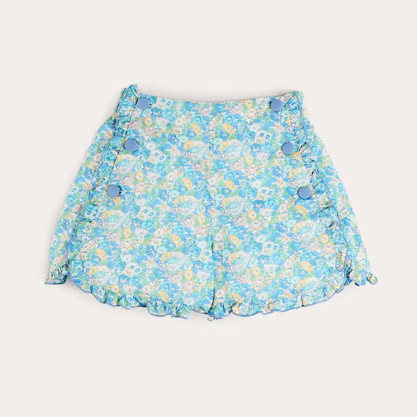 Leontyne Floral High Waisted Shorts in Blue Made with Liberty Fabric (2-12yrs)