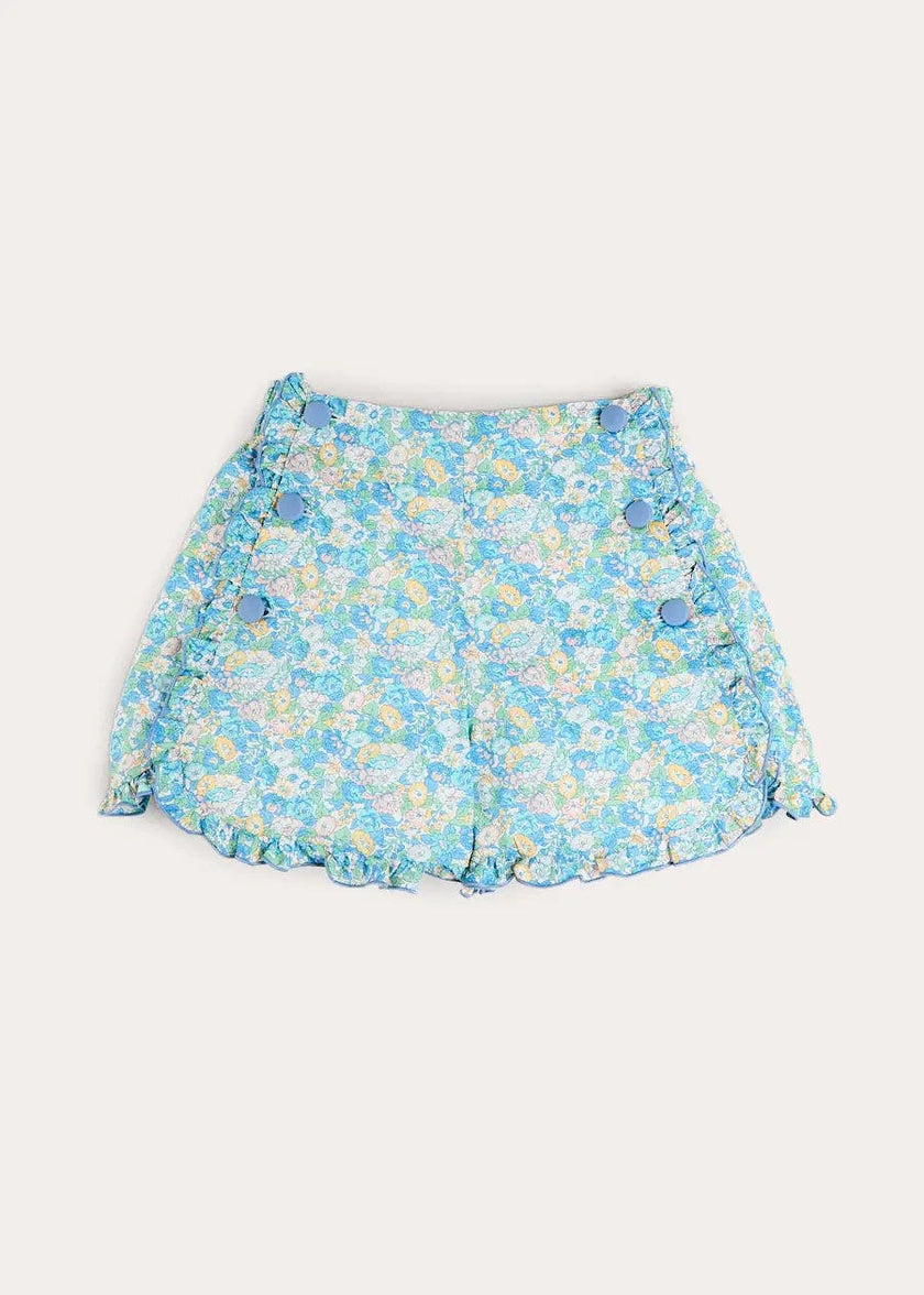 Leontyne Floral High Waisted Shorts in Blue Made with Liberty Fabric (2-12yrs)