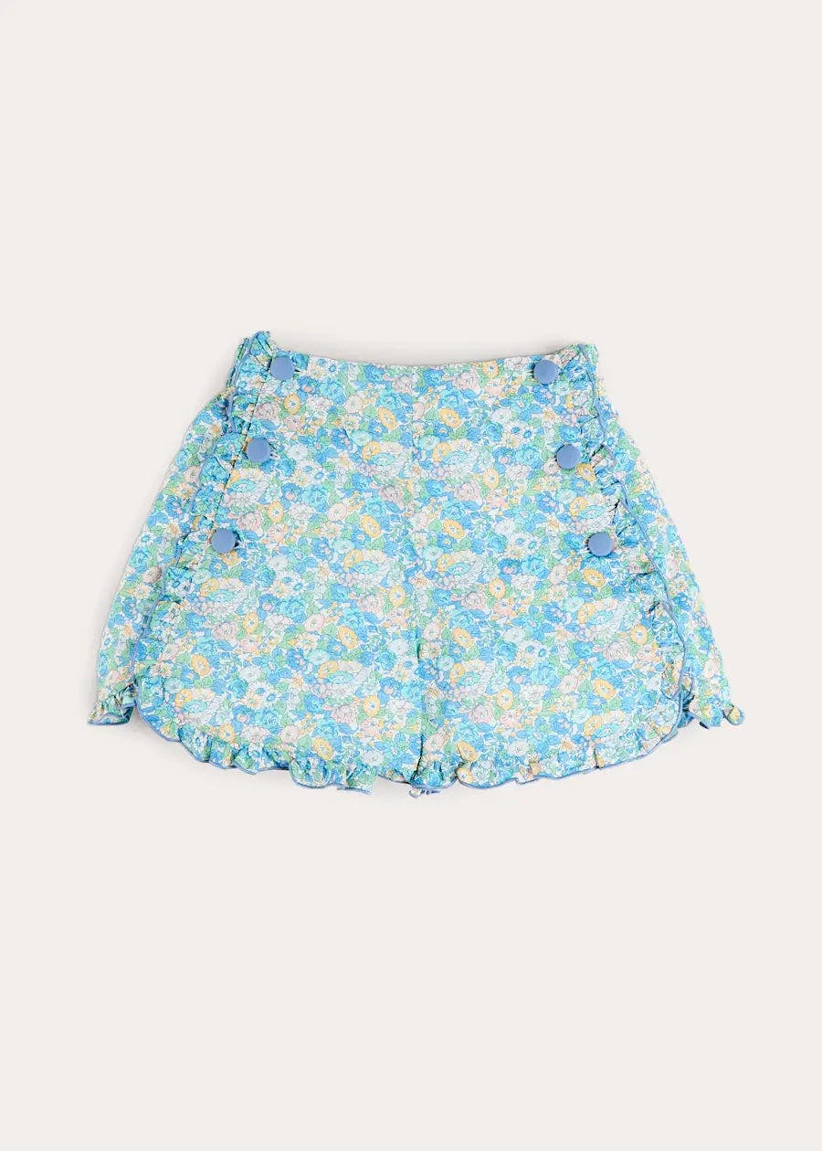 Leontyne Floral High Waisted Shorts in Blue Made with Liberty Fabric (2-12yrs)