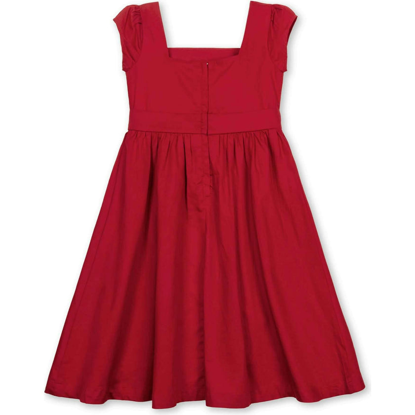 Organic Cap Sleeve High Low Sateen Party Dress, Red