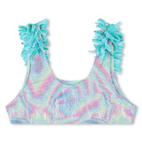 Blue Beach Glass Ruffle Trim Bikini