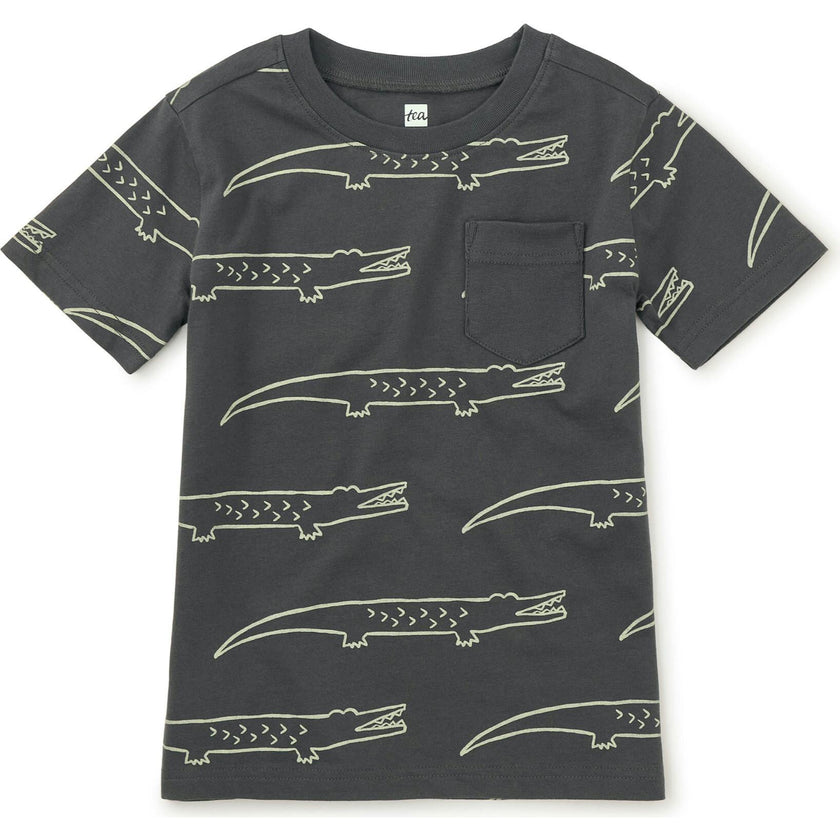Printed Pocket Tee, Grey