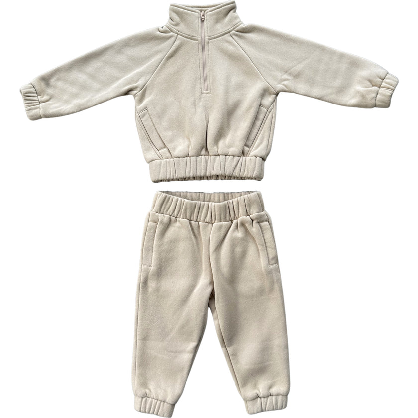 Fleece Zip Set Beige, Beige
