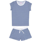Women's Marina Jersey Short PJ Set - Navy Stripe Organic Stretch Cotton