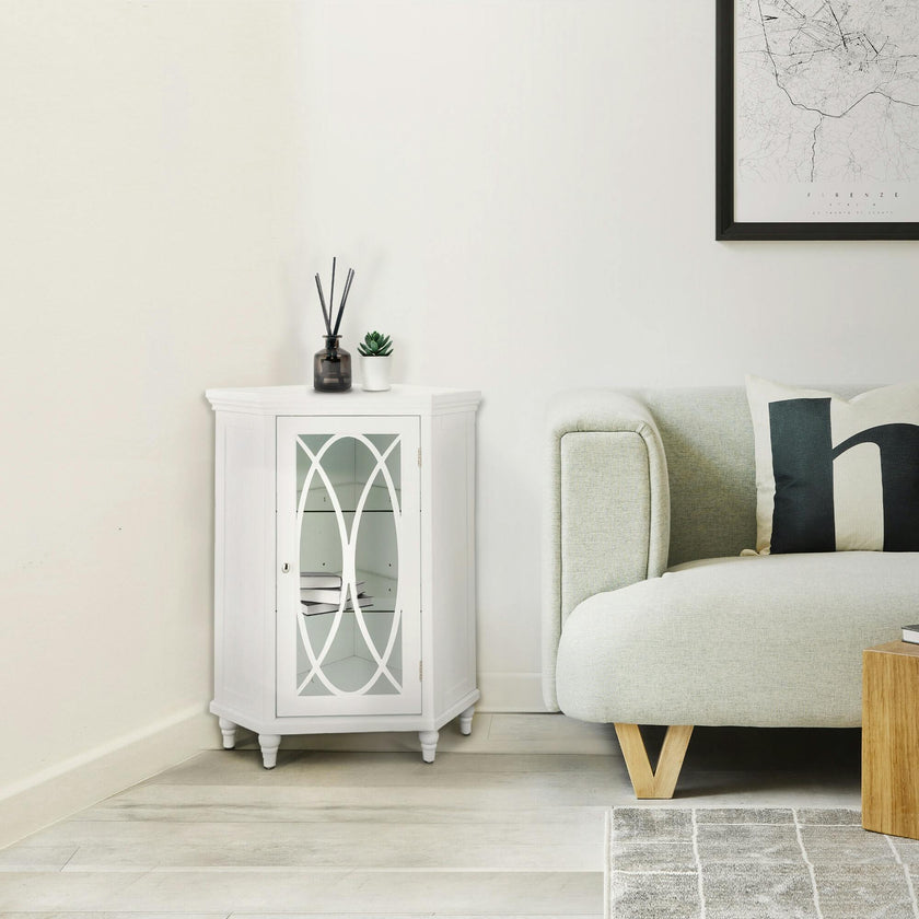 Florence Corner Wooden Floor Cabinet with Adjustable Shelves