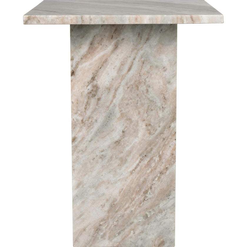 Cecil 18.5" Contemporary Natural Marble Handmade T-Shaped End Table
