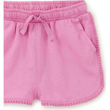 Pom-Pom Rounded Edge Drawstring Gym Shorts, Pink