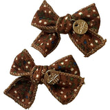 Elsie Printed Corduroy Double Bow Clip