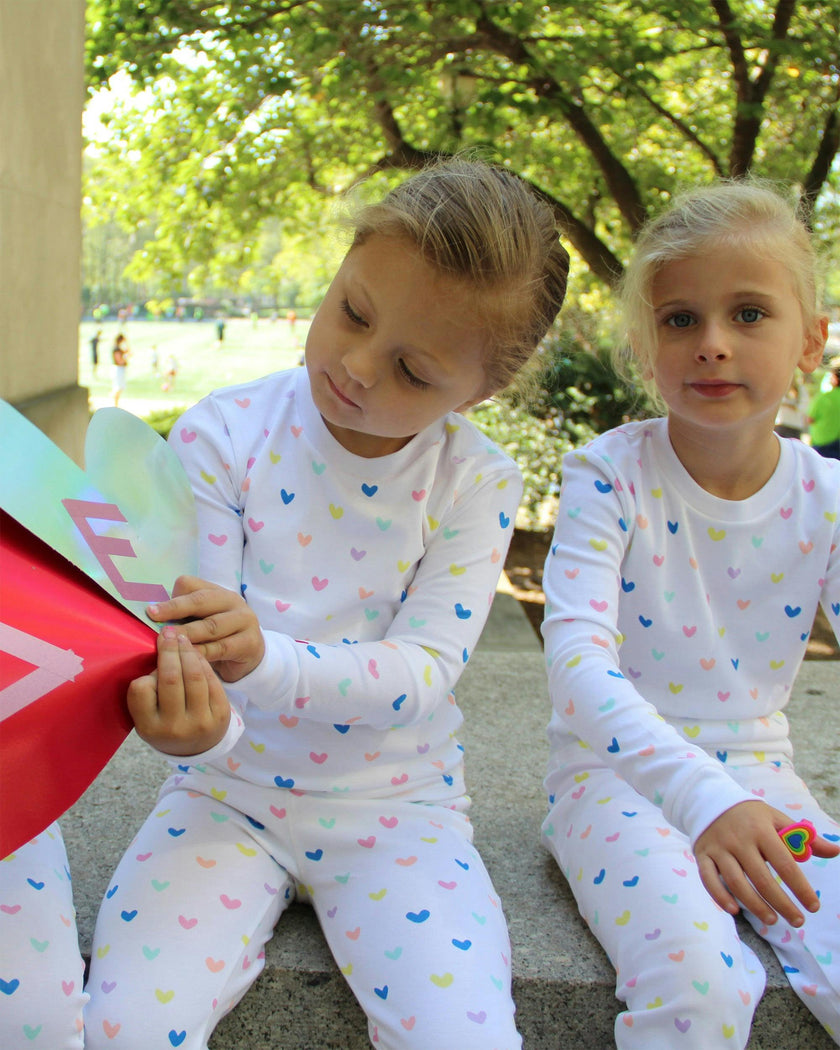 The Organic Long Sleeve Pajama Set [Rainbow Hearts]